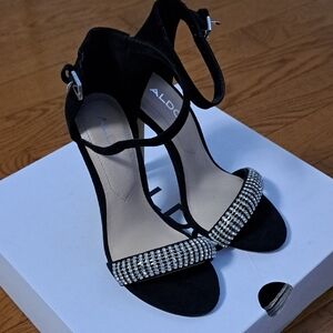 Aldo Black Women's Heels with Silver Accents